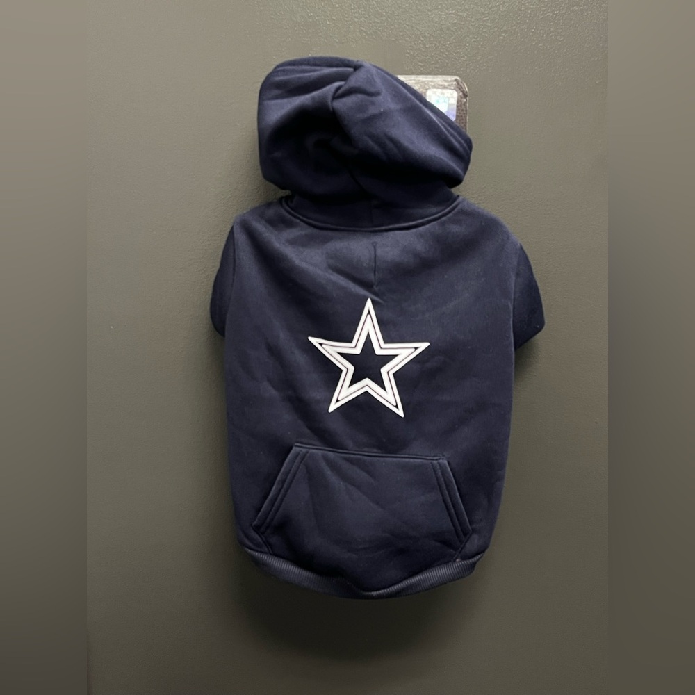 NFL Dallas Cowboys Navy Blue Star Logo Pet Hoodie—Medium